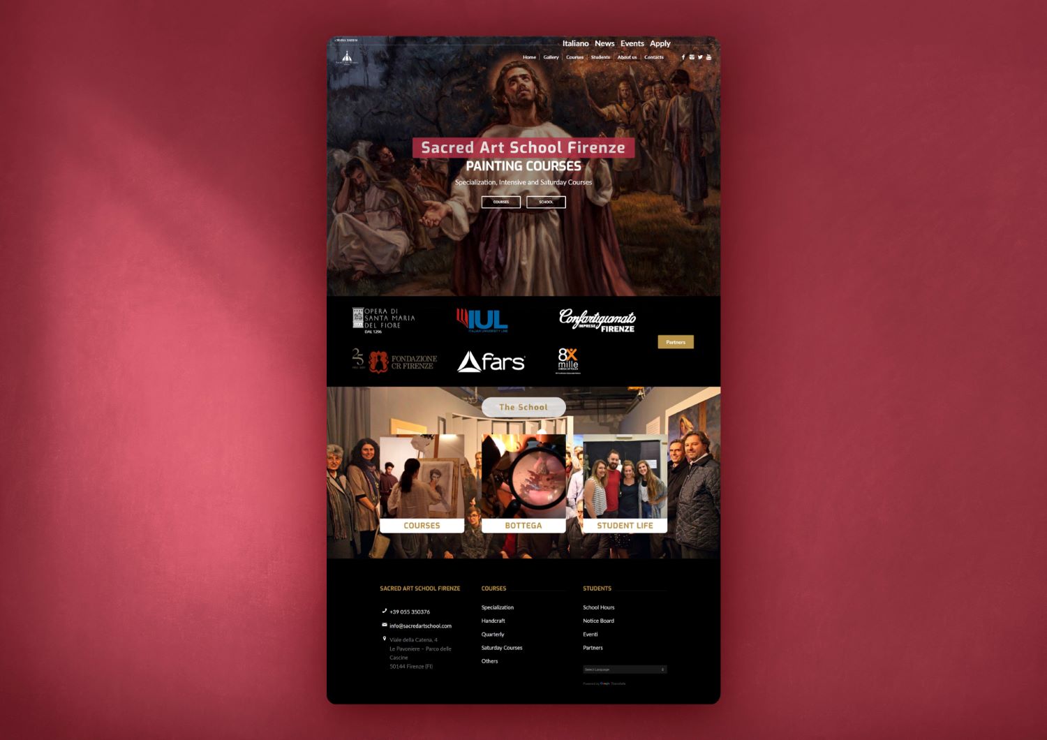 Sacred Art School Firenze Webiste by Taak Web Agency Prato